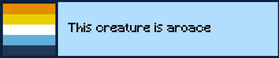 'this creature is aroace' userbox with sunset aroace flag.